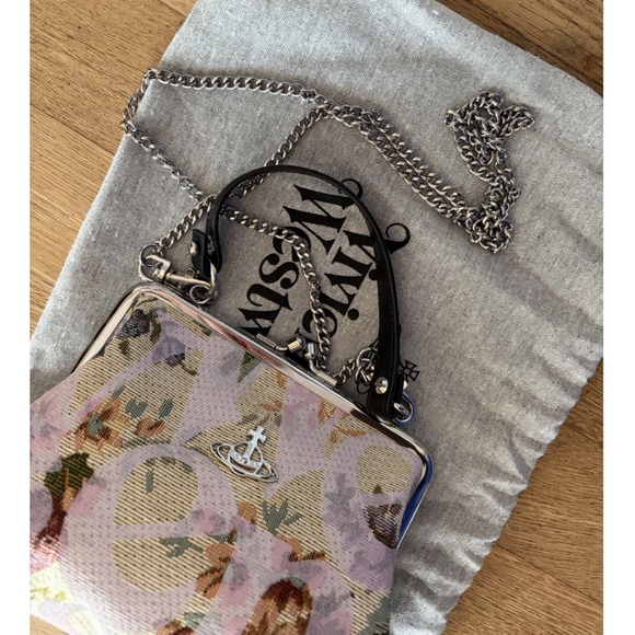 NWT Vivienne Westwood Floral Cloth Frame-Top Shoulder Bag w DUSTBAG! 9.1in X 5.5 - Picture 8 of 9